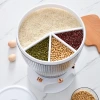 Rotatable grain bucket, gold-plated five-grain rice bucket, moisture-proof and insect-proof grain jar, household 4-compartment rice storage tank details Picture